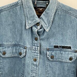 Harley-Davidson Women's Denim Short-Sleeve Medium‎ Snap Up Shirt